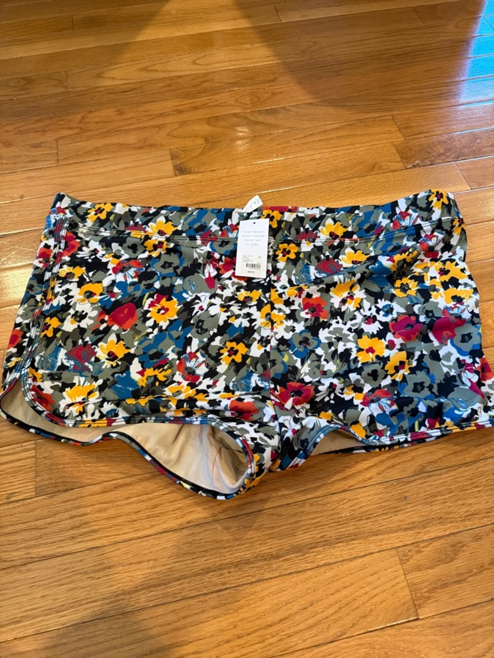 Cacique Floral Swim Boyshorts in Blue, Yellow, Red, White